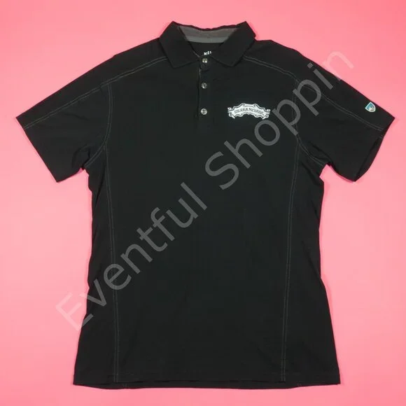 Kuhl Wayfarer Polo Shirt Mens M Black Sierra Nevada Brewing Wildfibre Organic - Picture 2 of 6